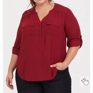 Torrid Harper Georgette Blouse- dark red size 4X